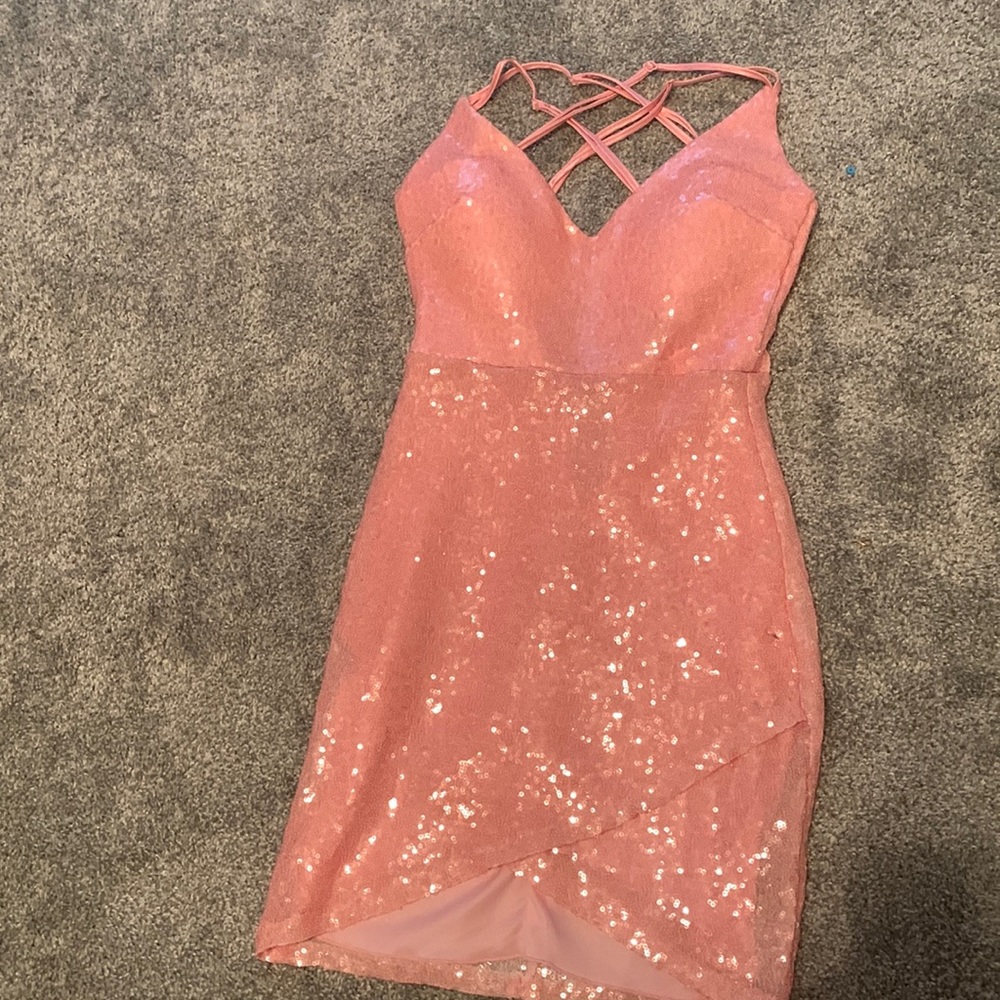 beautiful pink sequin dress size 0